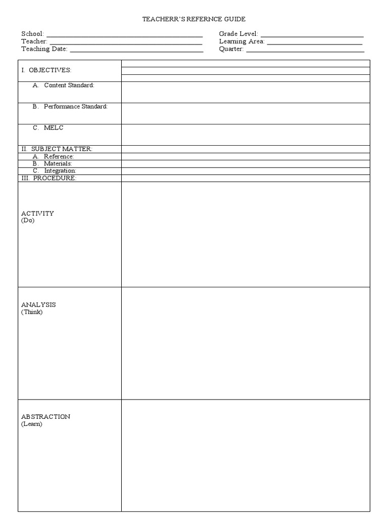 Teacher's Lesson Planning Guide | PDF