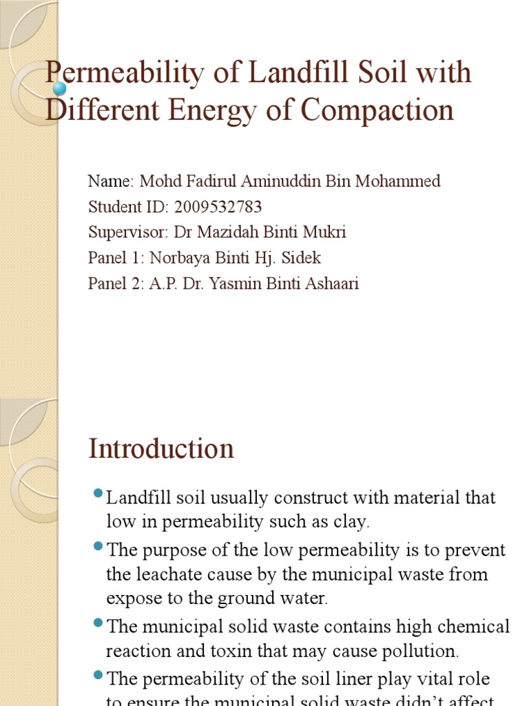 Permeability of Compacted Landfill Soil With Different Compaction PDF