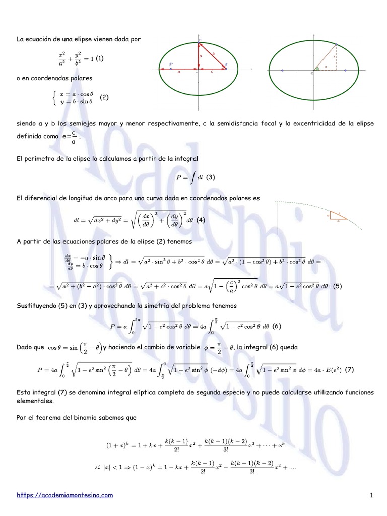Cálculo del perímetro de una elipse | PDF | Elipse | Integral