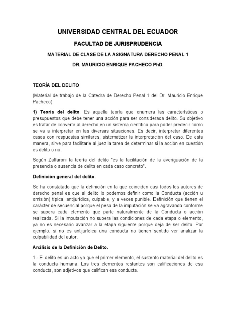 Materia de La Teoria Del Delito | PDF | Causalidad (Ley) | Derecho penal