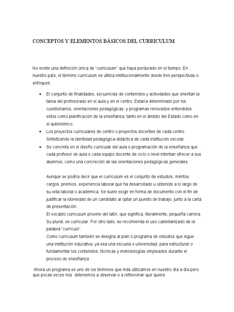 Elementos del Currículo Educativo en Ecuador | PDF | Plan de estudios ...