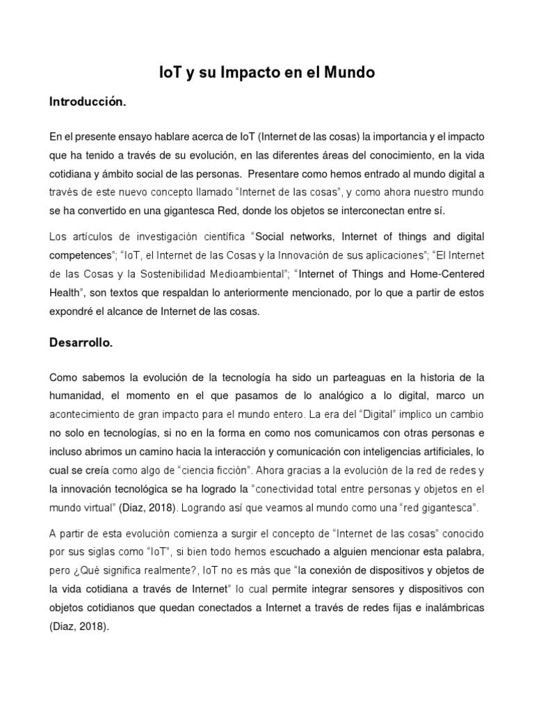 Impacto del IoT en la Vida Cotidiana | PDF | Internet de las Cosas ...