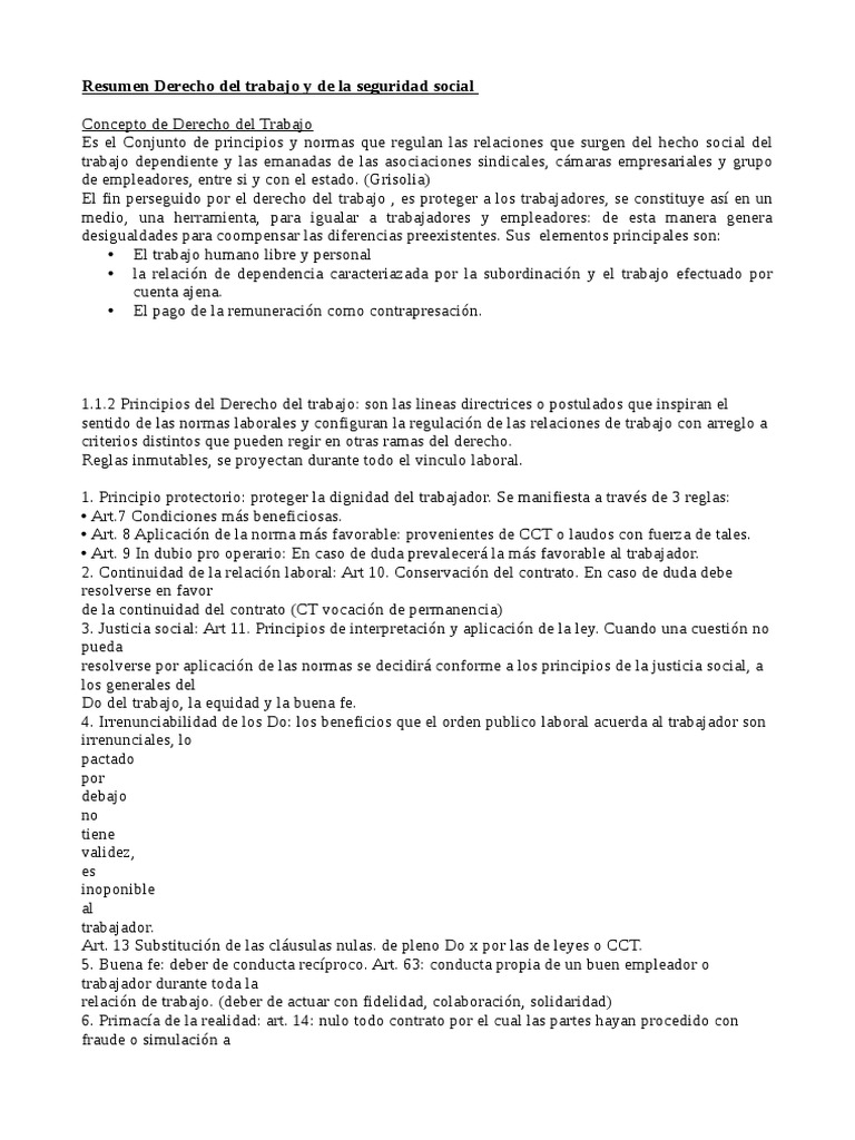 Resumen de Derecho Del Trabajo y La Seguridad Social | PDF | Salario ...