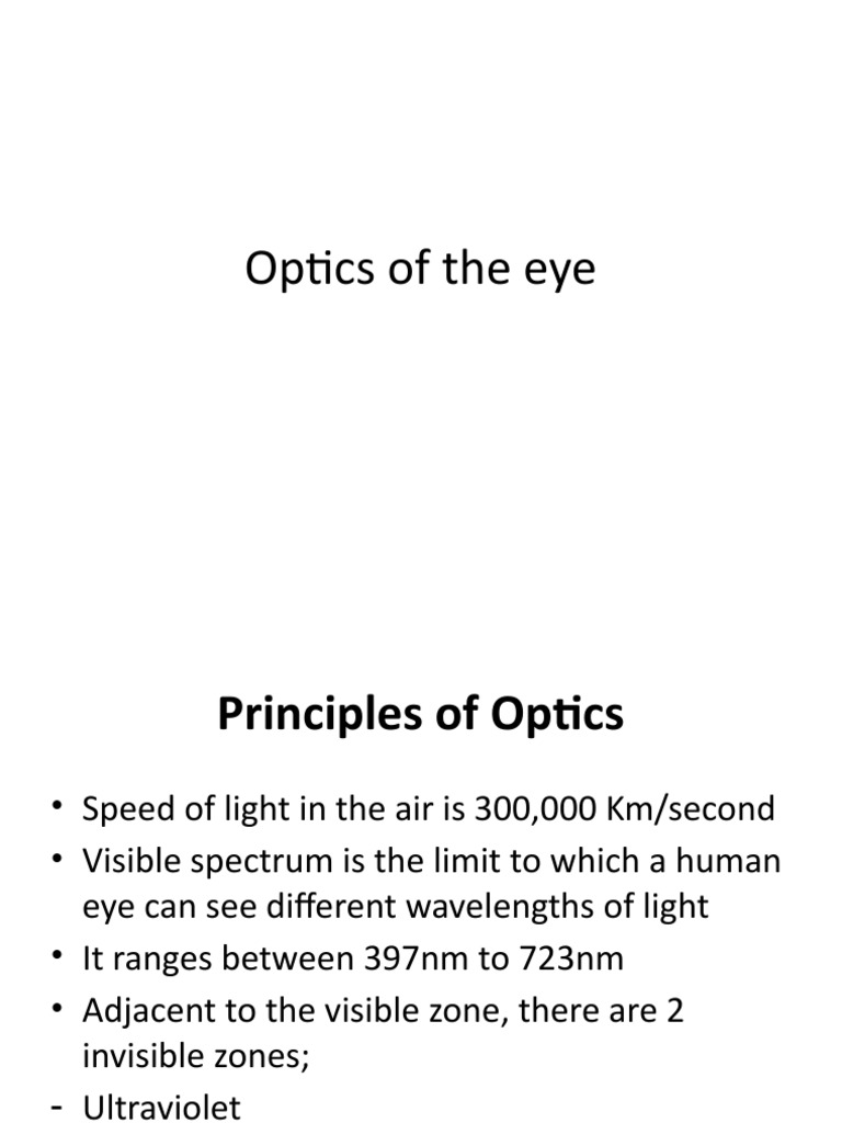 Optics of The Eye PDF Eye Light