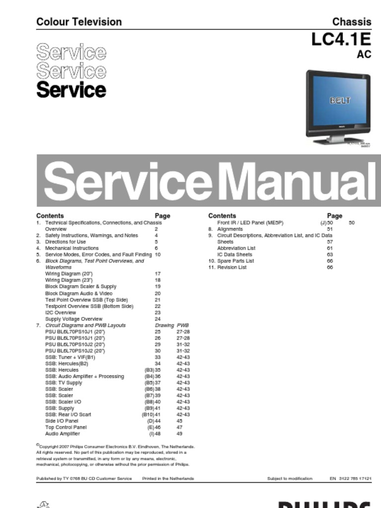 PHILIPS - Chas - LC4.1E - AC Service Manual | PDF | Soldering | Solder