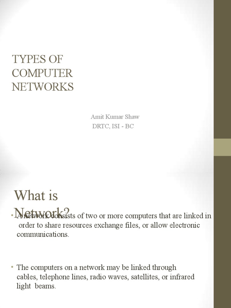 Types of Computer Networks: Amit Kumar Shaw DRTC, Isi - BC | PDF | Wide ...