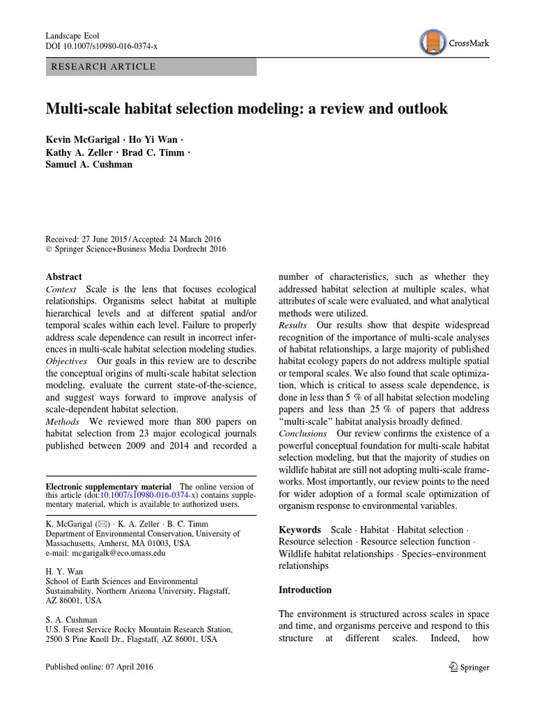 Multi-Scale Habitat Selection Review | PDF | Cluster Analysis | Ecology