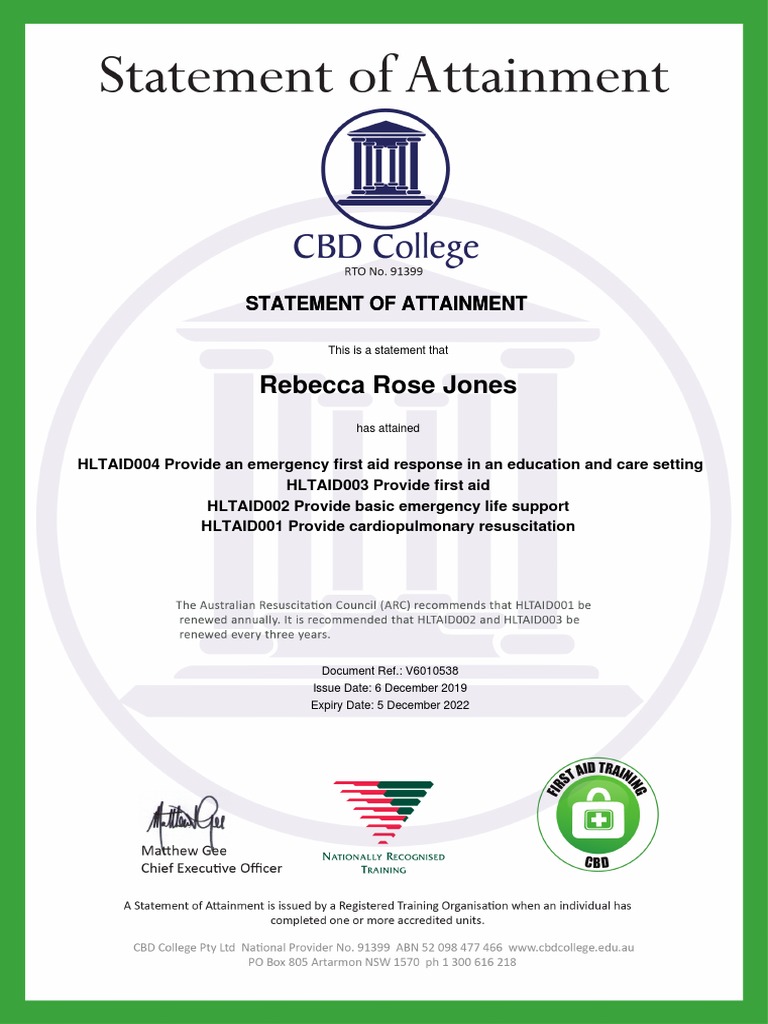 First Aid Training Certificate - Jones | PDF