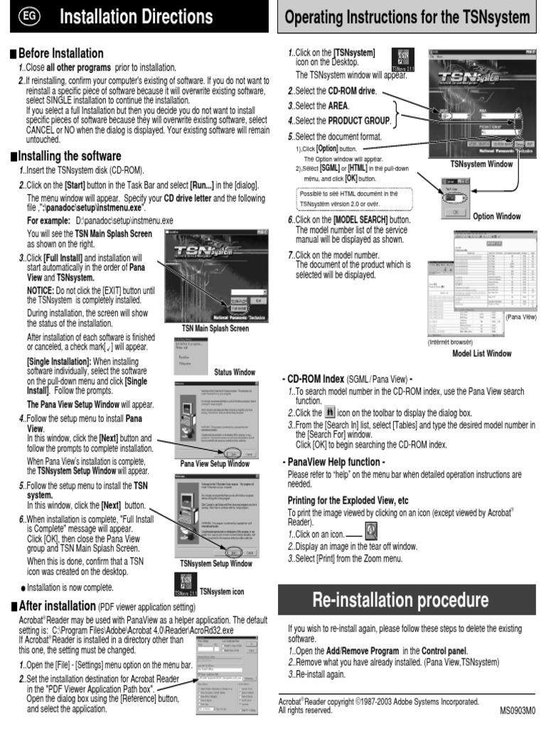 Installation Directions: Operating Instructions For The Tsnsystem | PDF ...