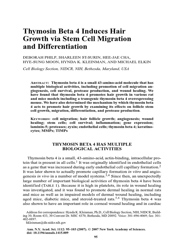 Thymosin Beta 4 in Hair Growth