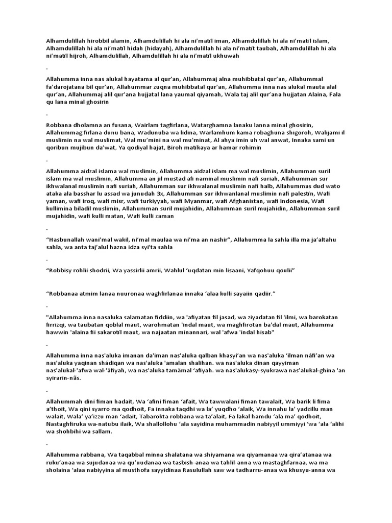 Do A Alhamdulillah Hirobbil Alamin Pdf Abrahamic Religions Semitic Words And Phrases