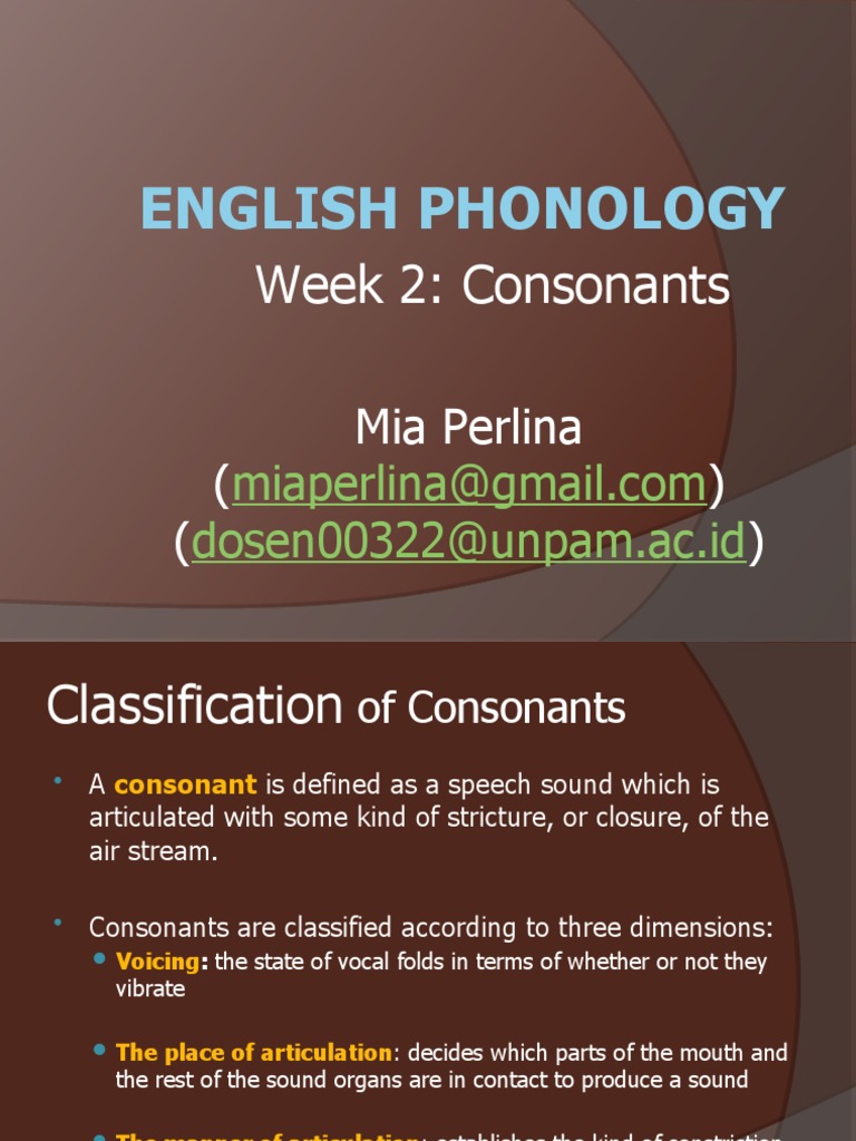 English Phonology Week 2 | PDF | Consonant | Human Voice