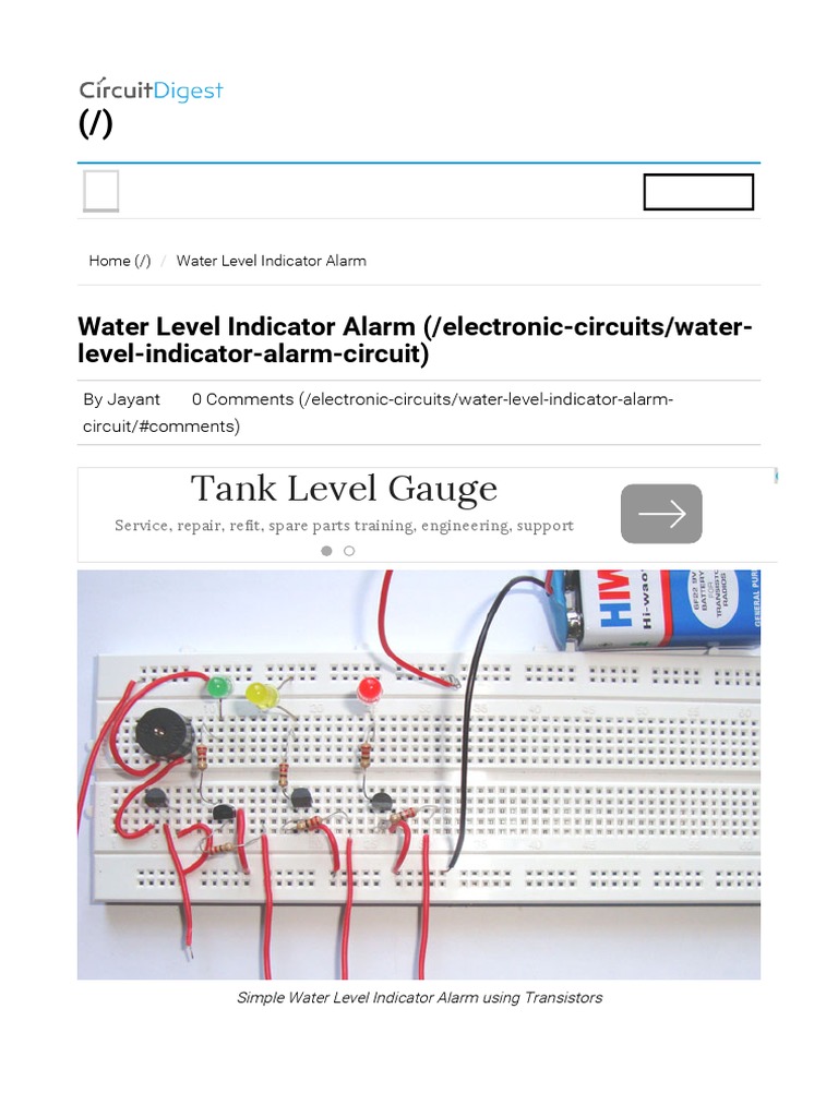 Simple Water Level Indicator Alarm Circuit Diagram PDF PDF