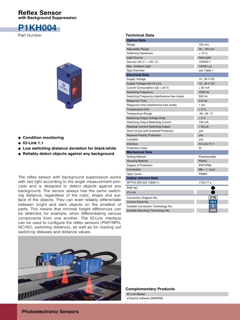 Reflex Sensor: With Background Suppression | PDF | Switch | Electrical ...