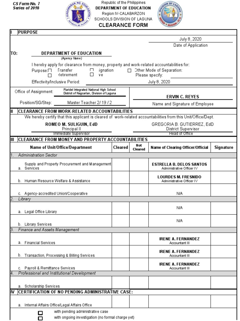 CSC-Form-No.-7-Clearance-Form Final | PDF | Economies | Business
