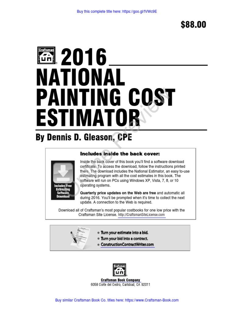 2016 National Painting Cost Estimator Online Preview PDF Cost