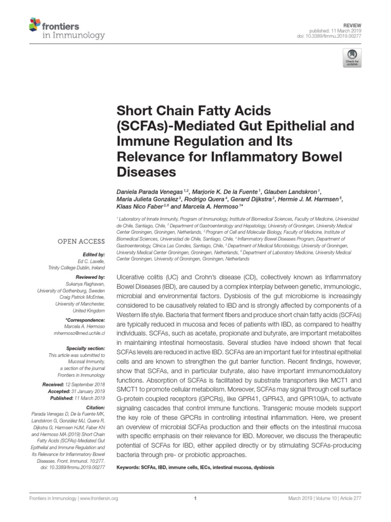 Short Chain Fatty Acids (SCFAs) - Mediated Gut Epithelial and Immune ...