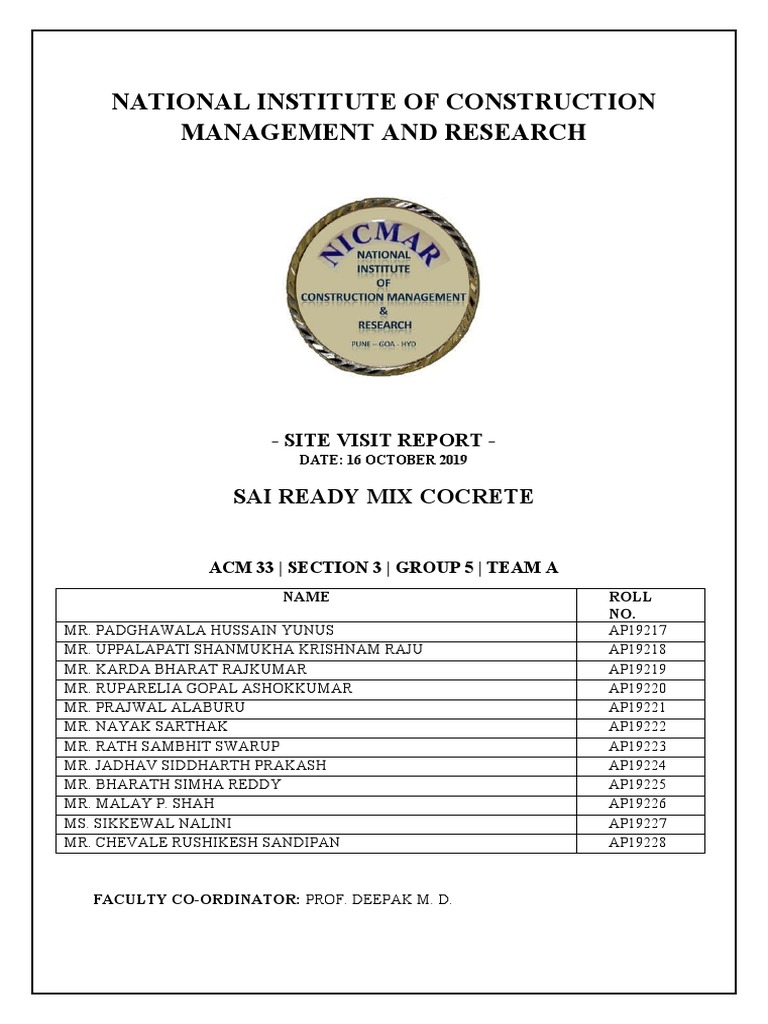RMC Plant Visit Report | PDF | Composite Material | Concrete