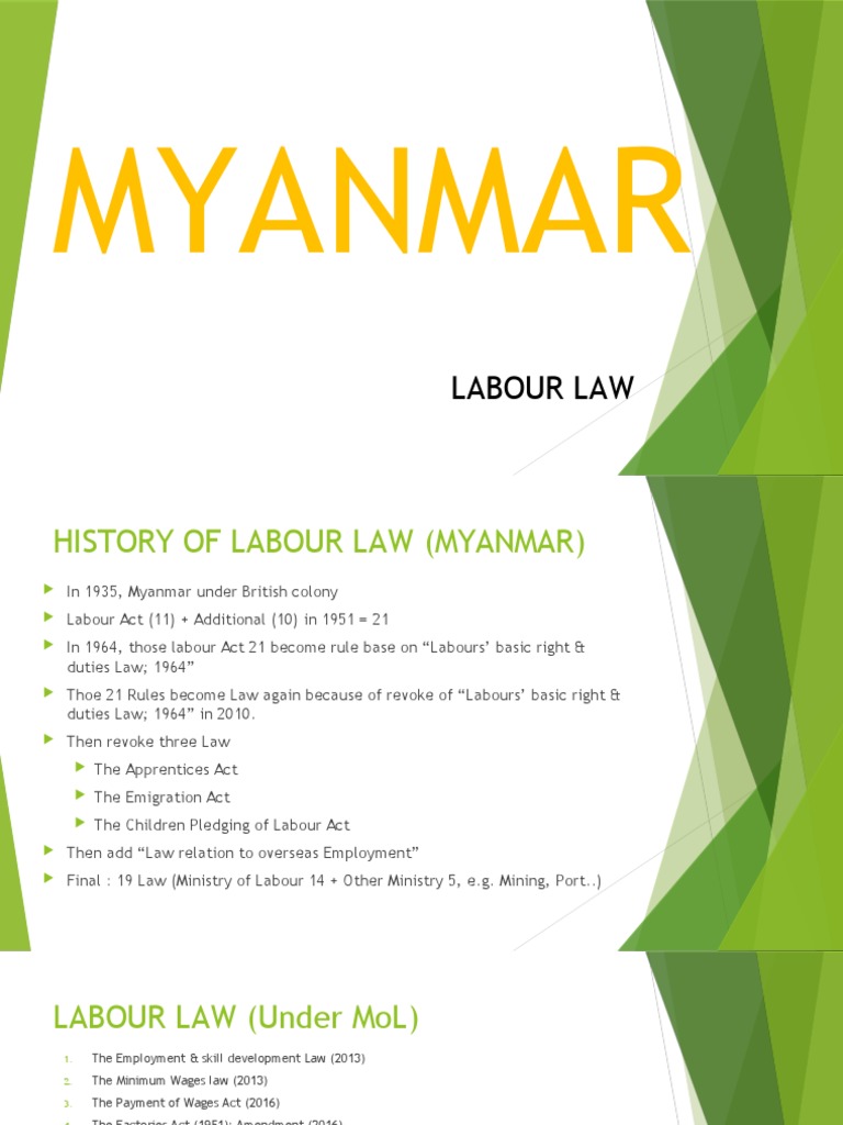 Myanmar Labour Law (FS 2019) PDF International Labour