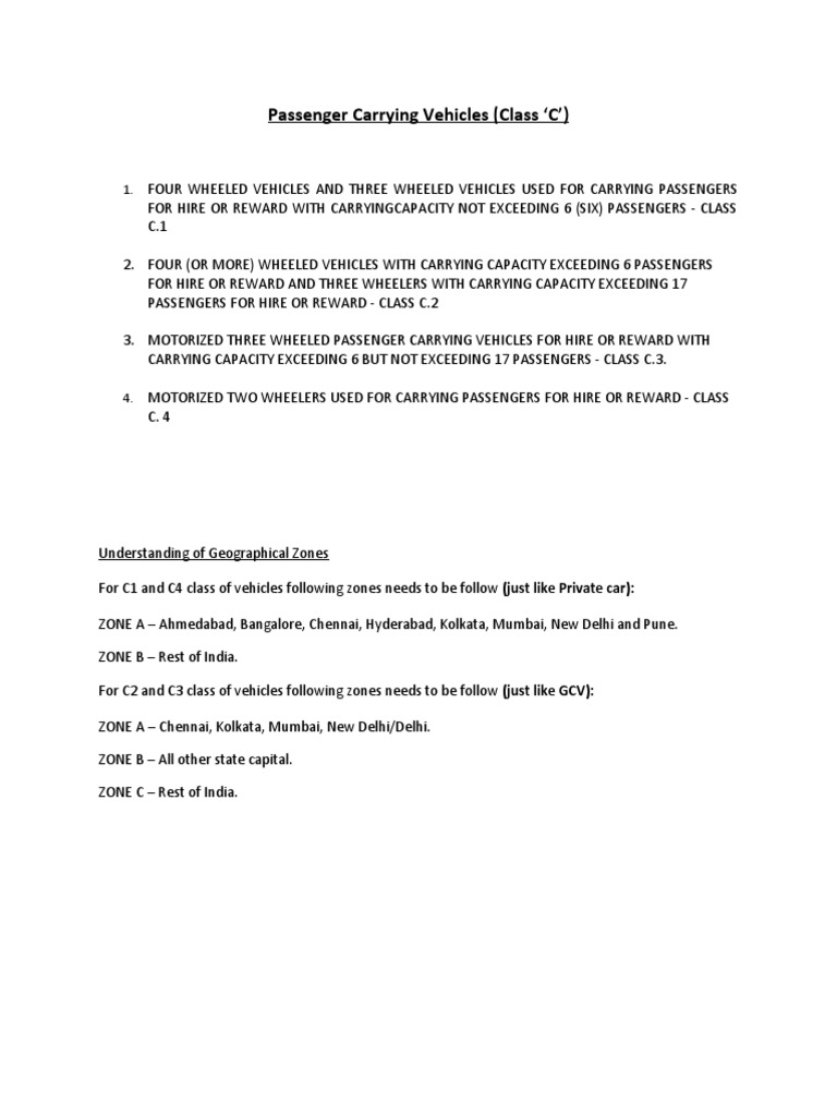 Passenger Carrying Vehicles (Class C') PDF Land Transport Transport