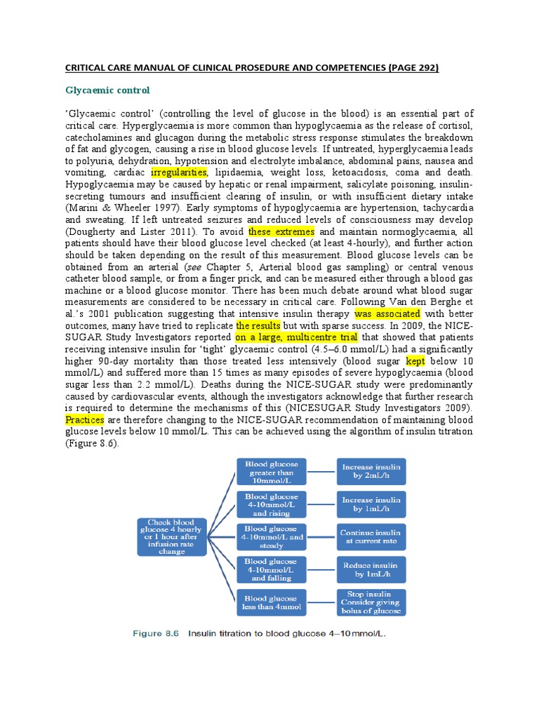 Glycaemic Control in Critical Care | PDF | Hypoglycemia | Hyperglycemia