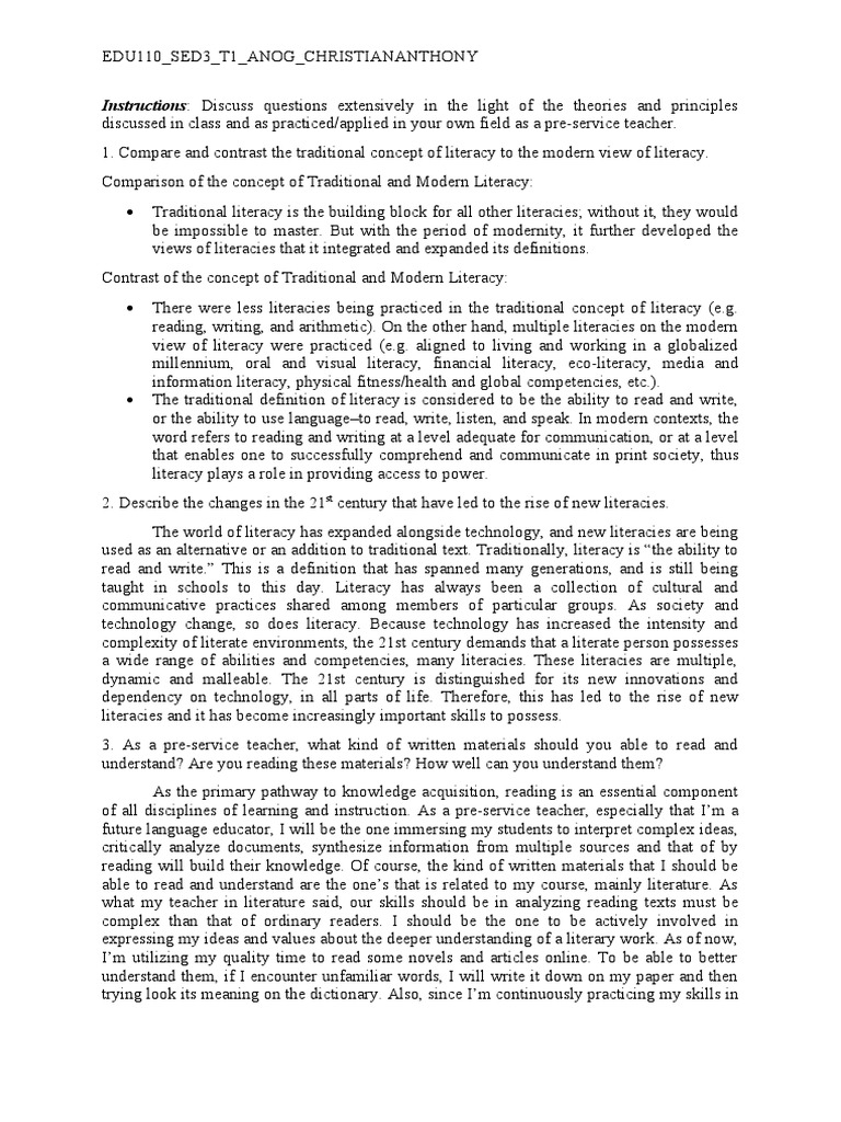 Instructions Discuss Questions Extensively in The Light of The Theories and Principles PDF