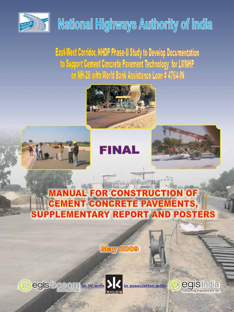 MANUAL FOR CONSTRUCTION OF CEMENT CONCRETE PAVEMENTS-May 2009 PDF | PDF ...