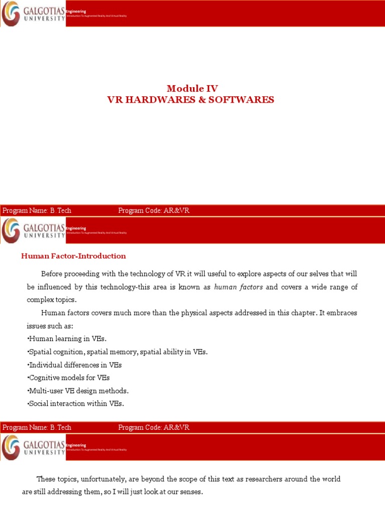 Key VR Hardware and Software Components | PDF | Virtual Reality ...