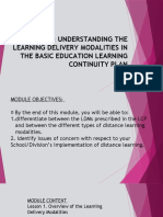 Understanding Learning Delivery Modalities and Distance Learning Requirements