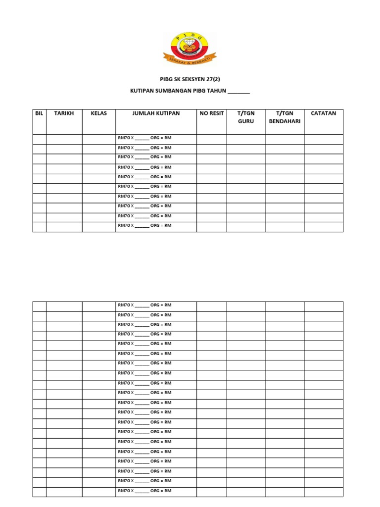 Borang Rekod Kutipan Pibg | PDF