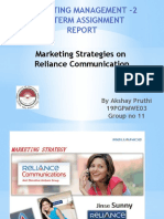 Marketing Management - 2 Mid Term Assignment: Marketing Strategies On Reliance Communication