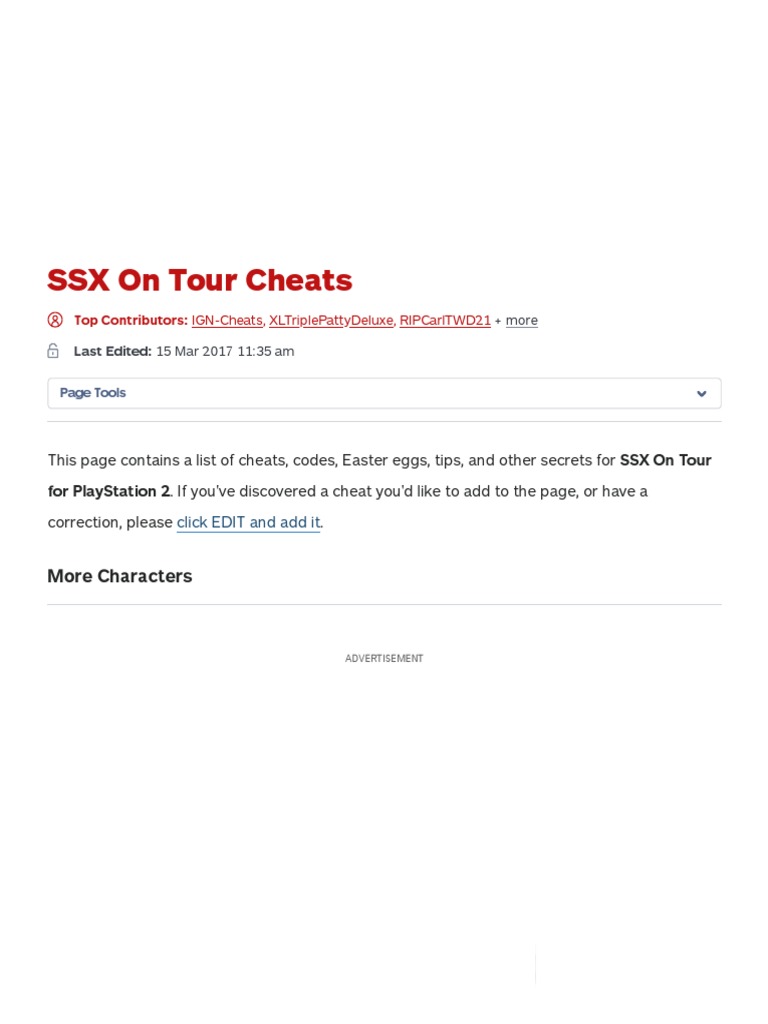 Malversar conductor Pekkadillo SSX On Tour Cheats - PlayStation 2 Cheats Wiki Guide - IGN | PDF | Cheating  In Video Games | Video Game Gameplay