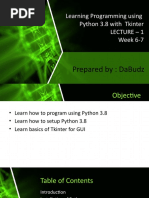 Learning Programming Using Python 3.8 With Tkinter Lecture - 1 Week 6-7