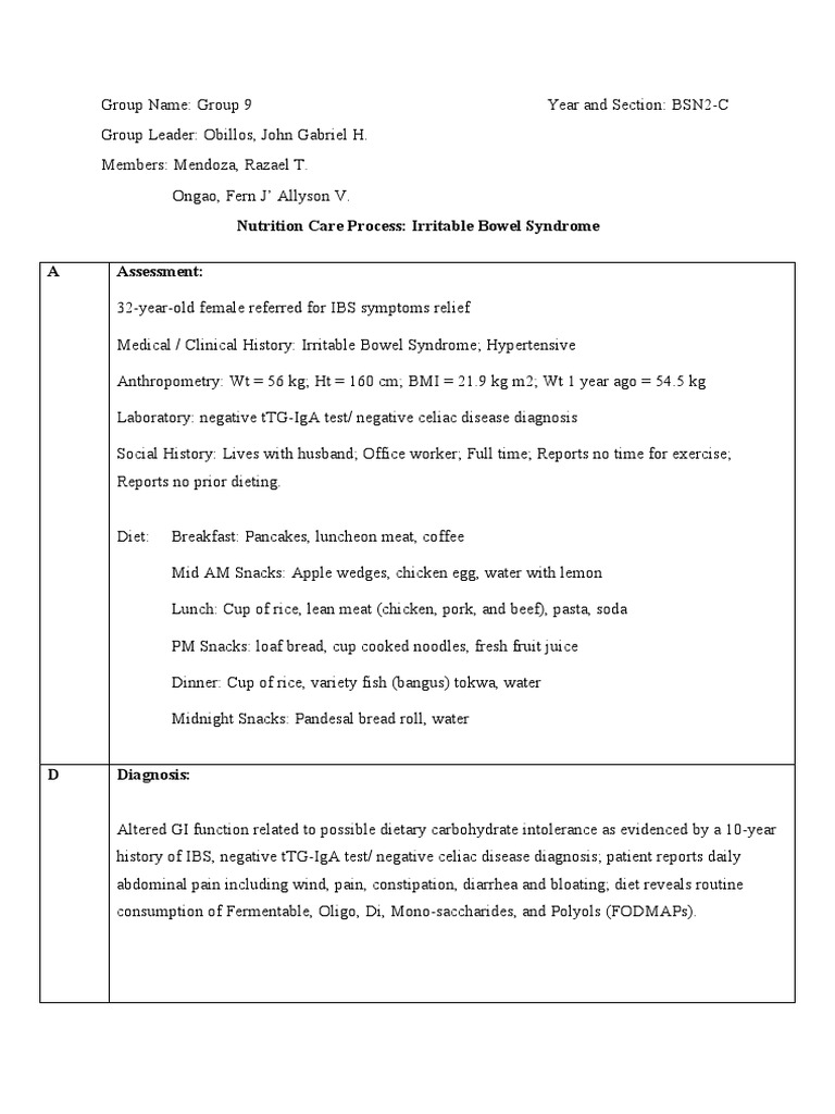 ADIME - Irritable Bowel Syndrome | PDF | Wellness