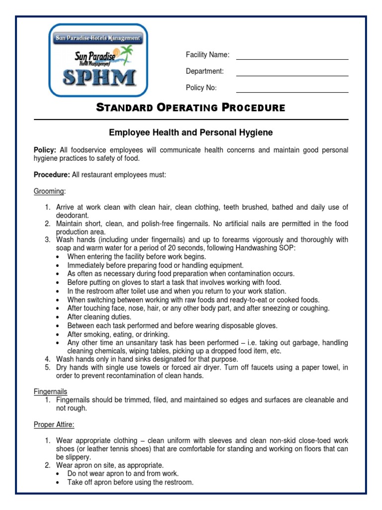 RSOP1 Health and Personal Hygiene | PDF | Hygiene | Hand Washing