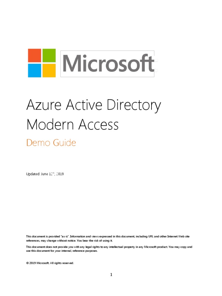 Azure Active Directory - Modern Access Product Demo Guide | PDF | Cloud ...
