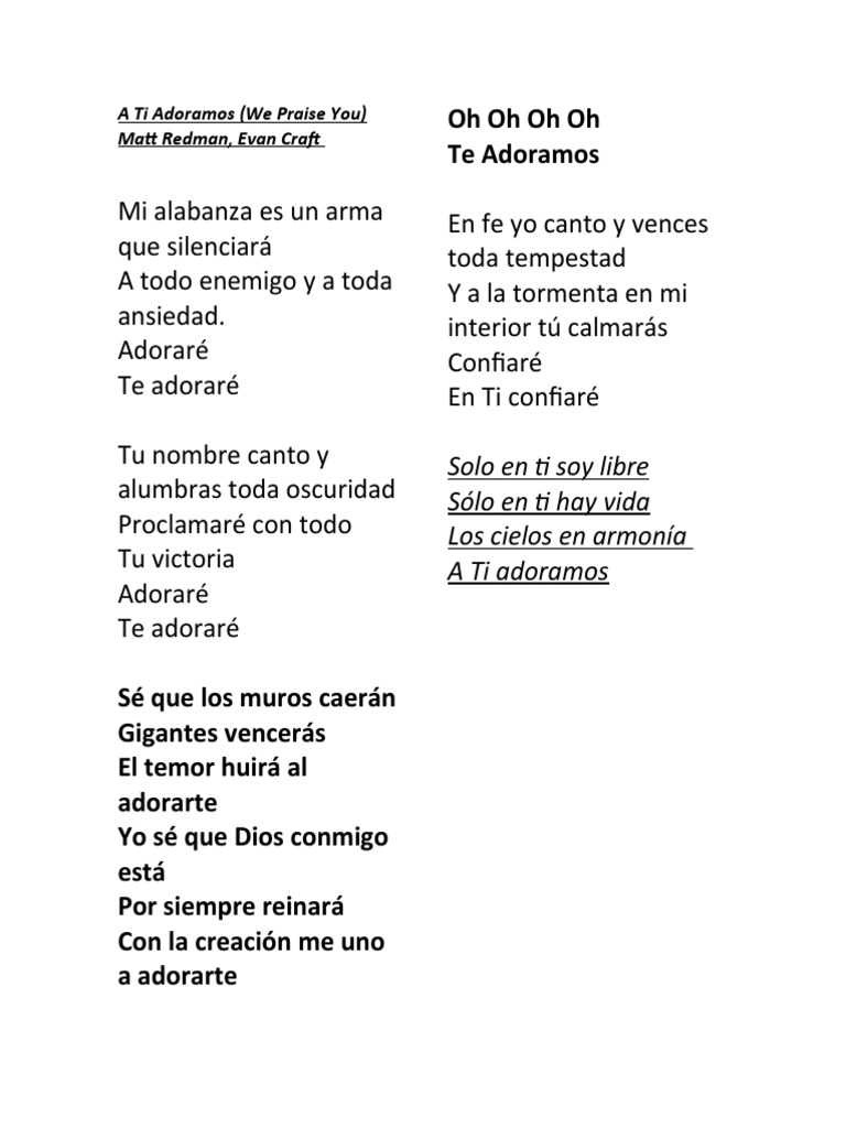 A Ti Adoramos | PDF