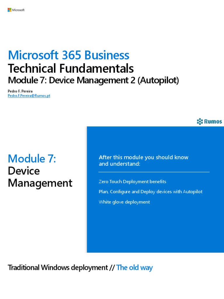 Module 7 Device Management 2 (Autopilot) PDF PDF Windows 10