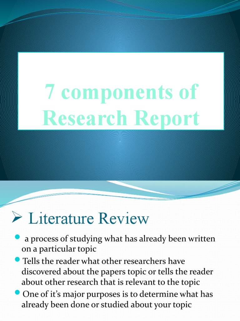 PARTS OF A RESEARCH REPORT intelligence overview