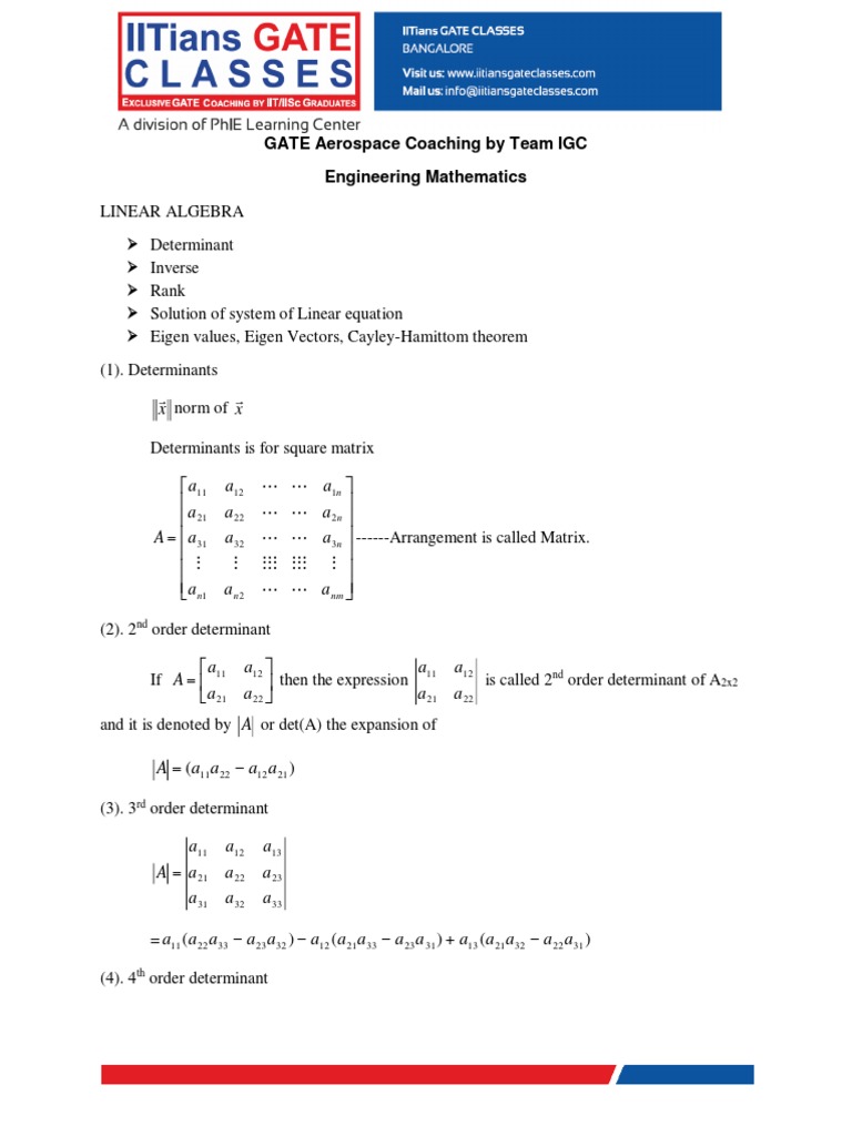 Gate Aerospace Coaching By Team Igc Engineering Mathematics Pdf