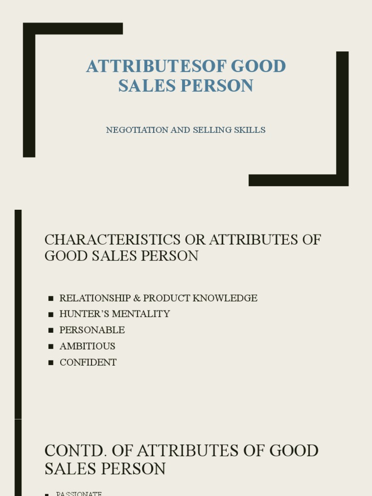 Characteristics of Good Sales Person | PDF