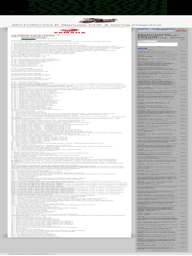 YAMAHA Fault Codes DTC - Motorcycles Manual PDF, Wiring Diagram & Fault