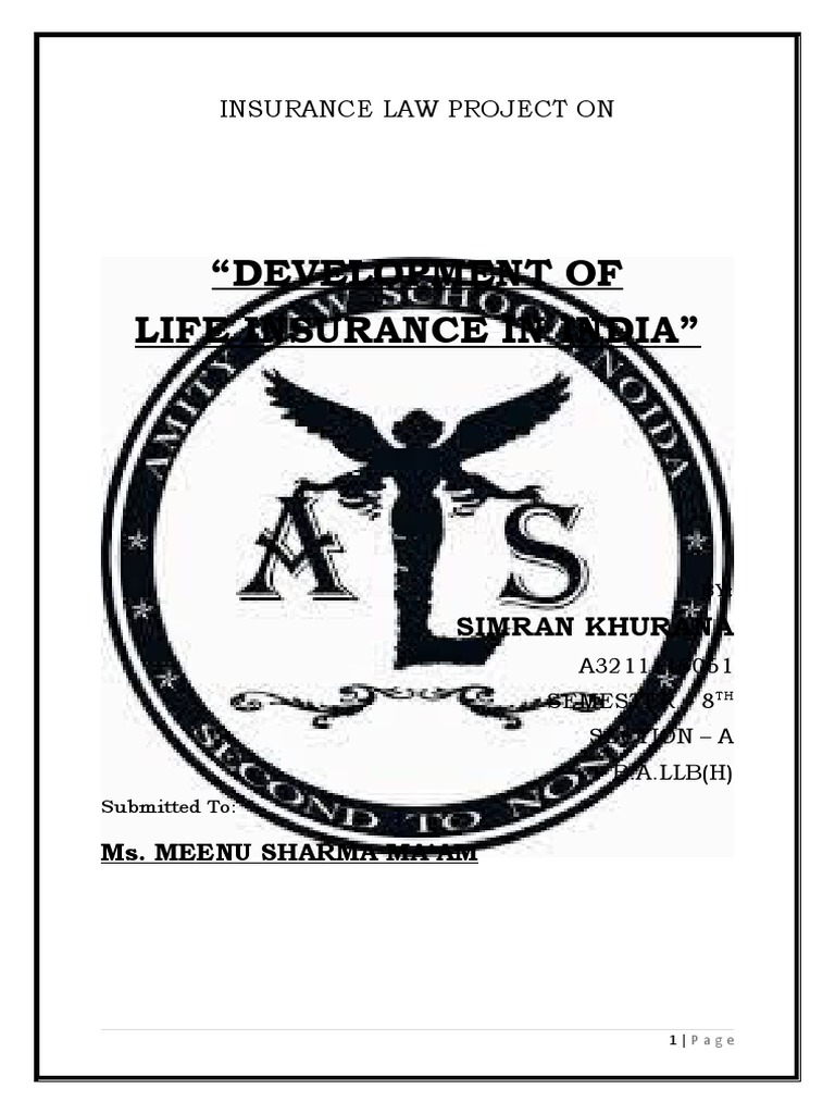 Insurance Law Project PDF Life Insurance Insurance
