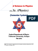 Master of Science (M.SC) in Physics Semester System Curriculum