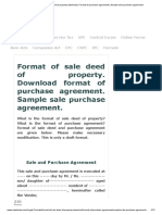 Format of Sale Deed of Property Download - Format of Purchase Agreement - Sample Sale Purchase Agreement