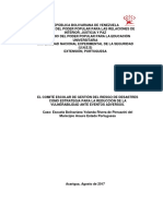 EL COMITÉ ESCOLAR DE GESTIÓN DEL RIESGO DE DESASTRES COMO ESTRATEGIA PARA LA REDUCCIÓN DE LA VULNERABILIDAD ANTE EVENTOS ADVERSOS.  Caso: Escuela Bolivariana Yolanda Rivera de Pieruzzini del Municipio  Araure Estado Portuguesa