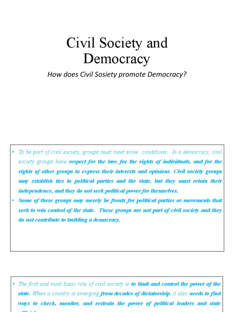 Civil Society's Role in Democracy | PDF | Civil Society | Democracy