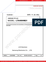 Samsung 40-inch LCD Panel Spec Sheet