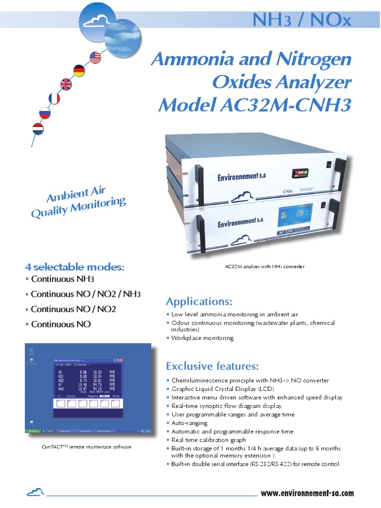 Ammonia and Nitrogen Oxides Analyzer Model AC32M-CNH3: Ambient Air ...