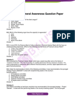 RBI Grade B General Awareness Question Paper 2018 Phase I PDF